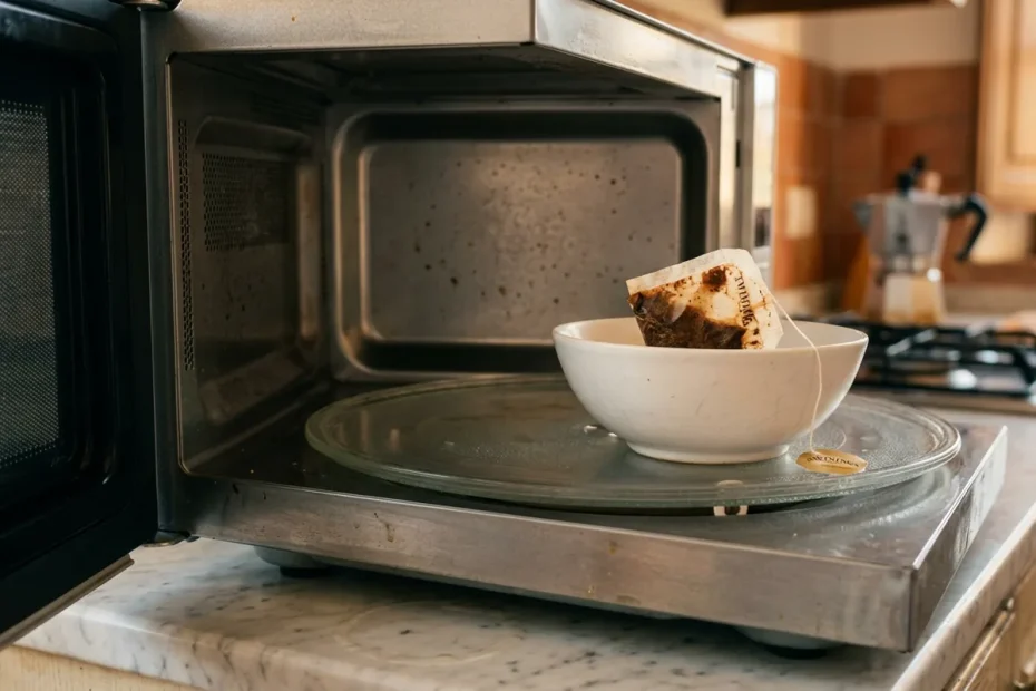 Cattivi odori nel microonde: il trucco del sacchetto di tè usato che li assorbe in pochi minuti