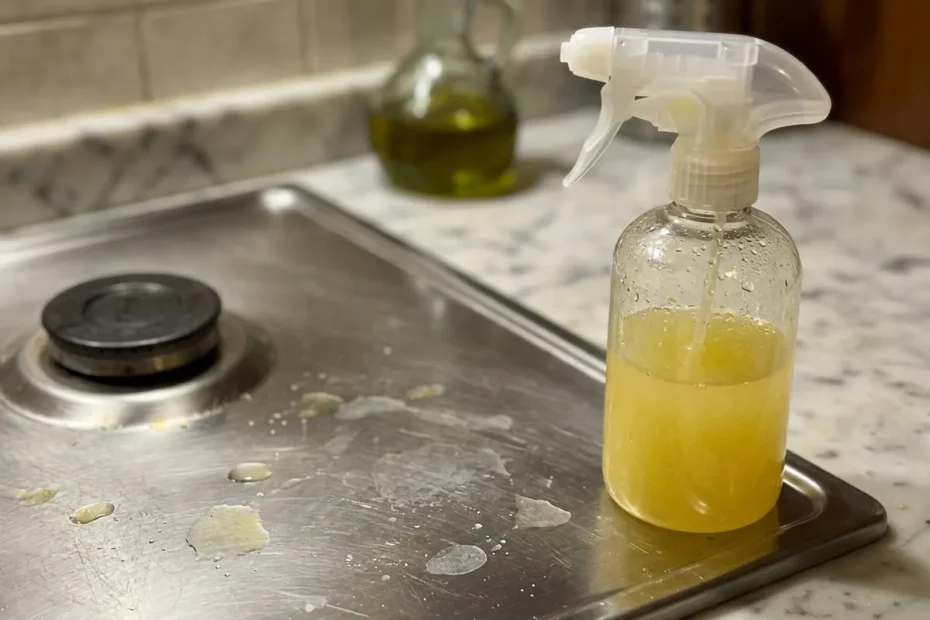 Odori di cucina e superfici unte: il trucco dello spray aceto e limone che sistemi in 2 minuti