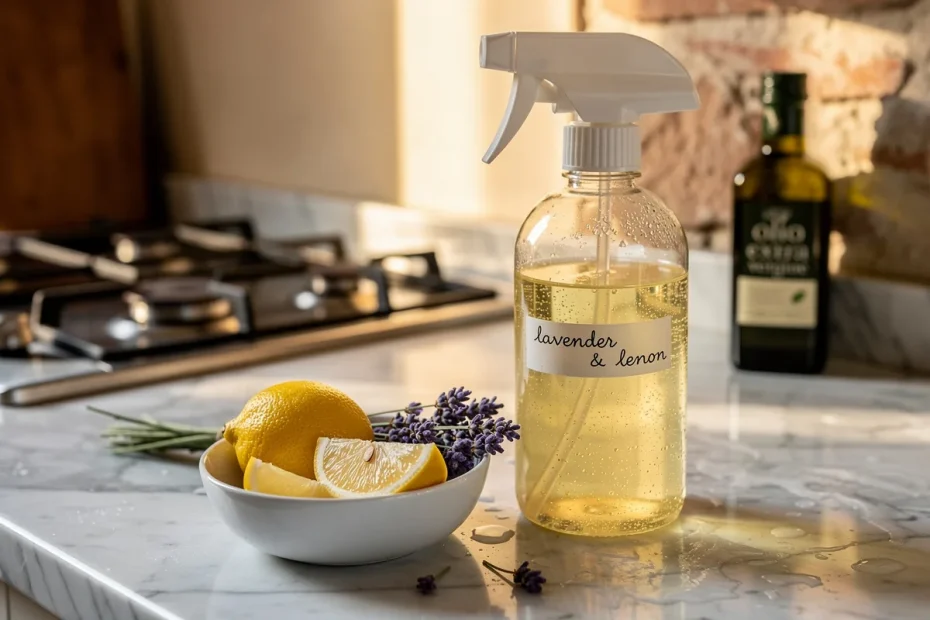 Pavimenti brillanti e cucina sgrassata: il trucco lavanda-limone che sostituisce mezzo armadio di detersivi