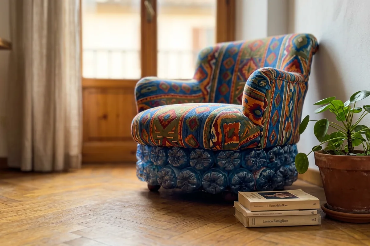 Poltrona comoda quasi gratis: il trucco delle bottiglie di plastica per arredare senza spendere