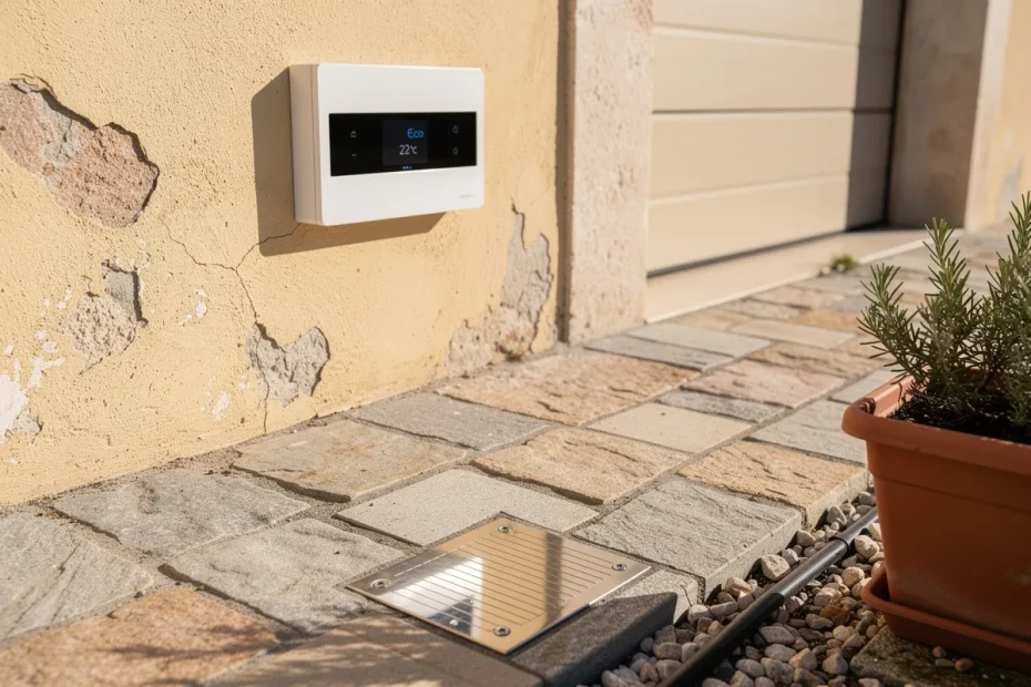 Riscaldare casa gratis: il vialetto che accumula il sole d’estate e lo rilascia in inverno