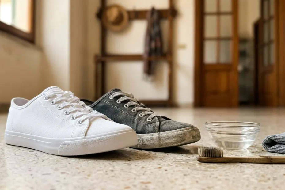 Sneakers bianche di nuovo perfette: il trucco dell’aceto che evita aloni e ingiallimento