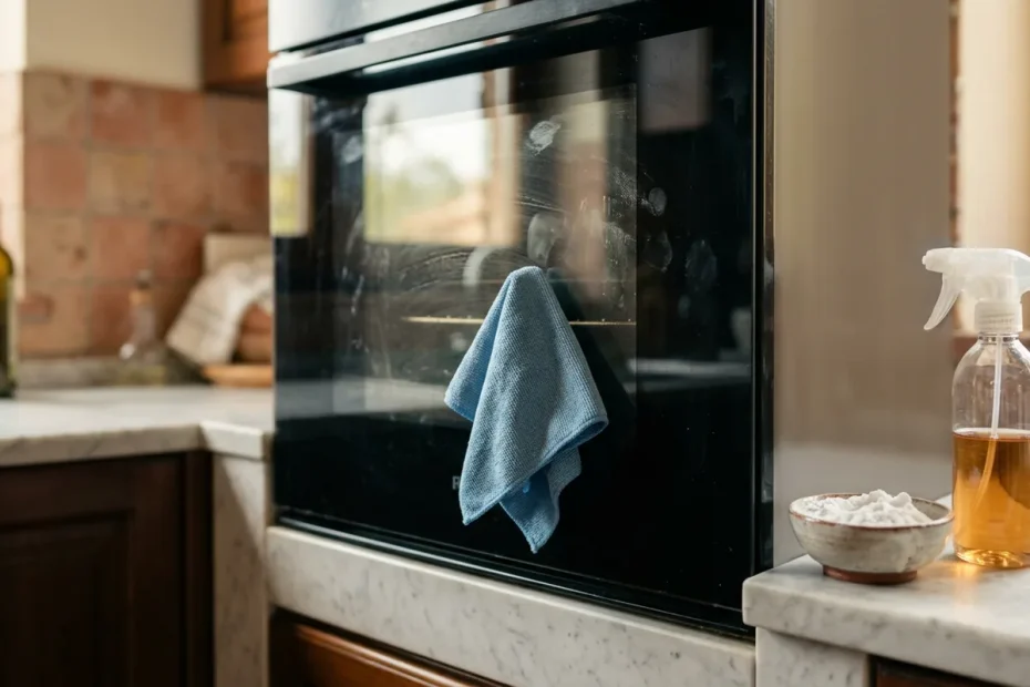 Vetro del forno brillante in 15 minuti: il trucco bicarbonato e aceto che non graffia